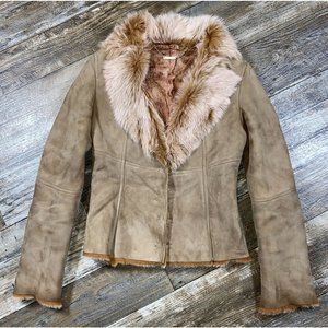 ELIE TAHARI Toscana Shearling Suede Leather Jacket